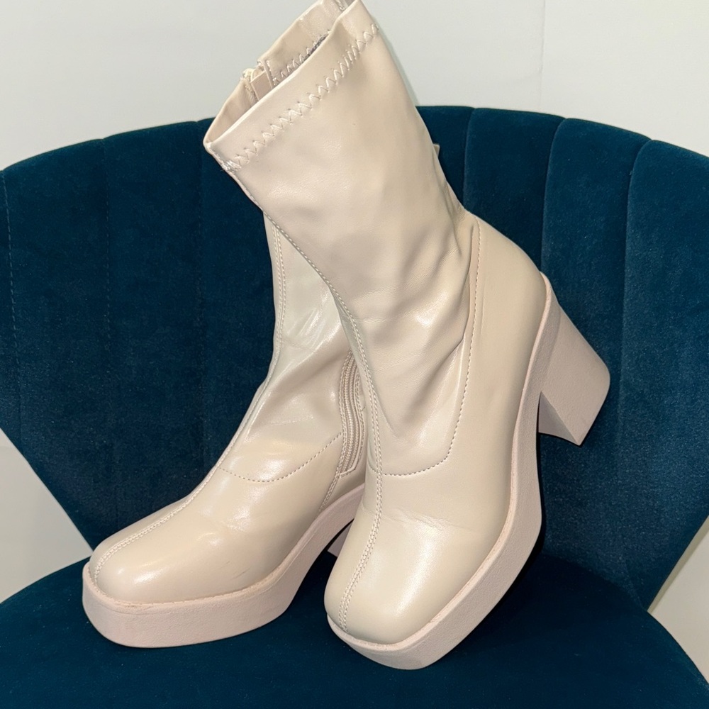 Forever Link Cream Heeled Boots